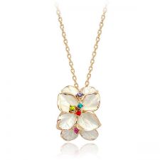 Колие ПРОЛЕТЕН ЦВЯТ с кристали Swarovski® и перлен емайл с 18К Розово Злато, Zerga Brand ZG N020