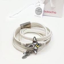 Гривна MILITARY ROCK с кристали SWAROVSKI® KITE CRYSTAL, бял цвят, еко кожа, Код PR B674