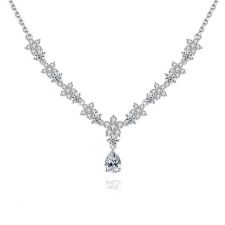 Колие ЕЛЕНА с Кристални Цирконий и 18К Бяло Злато, Zerga Brand LUX, Код ZG N069