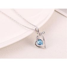 Колие PURE LOVE със SWAROVSKI® Crystals Аквамарин син цвят и 18К Бяло Злато, Zerga Brand, Код ZG N062