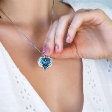 Бижута WING of ANGEL, Колие и обеци SWAROVSKI® Crystals в син Bermuda Blue цвят, GLORY Код ZD S067