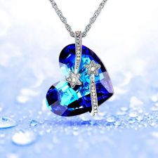 Луксозно Колие STAR HUG с кристал SWAROVSKI® в син цвят Bermuda Blue, GLORY Код ZD N070 FNO