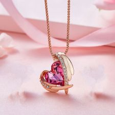 Желано Колие ANGEL HEART, Crystals from SWAROVSKI® в сладък розов цвят и розово злато, GLORY Код ZD N066 FNL