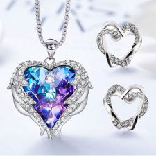 Бижута WING of ANGEL, Колие и обеци SWAROVSKI® Crystals в в пъстър розово-лилаво-син цвят Vitrail Light** VL, GLORY Код ZD S069 FNO
