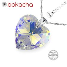 Колие с кристали Swarovski® HEART Crystal AB 14 мм, Бял цвят, Код PR N001B