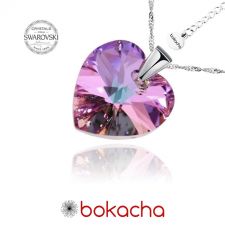 Колие с кристали Swarovski® HEART Vitrail Light** VL 14 мм, Лилаво-зелен цвят, Код PR N003B