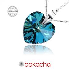 Колие с кристали Swarovski® HEART Bermuda Blue BBL 14 мм, Син цвят, Код PR N002B 