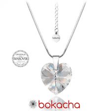 Колие с кристали Swarovski® HEART Crystal AB 14 мм, Бял цвят, Код PR N001 