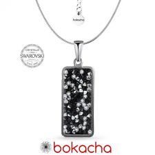 Колие с кристали Swarovski® CRYSTAL ROCK, Silver Night** AB - Черен, Код PR N604