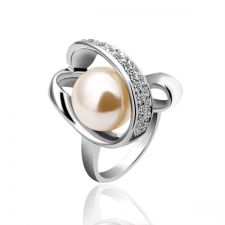 Пръстен НЕЖНА ПЕРЛА! Zerga Jewelry, бяло златно покритие, 18KGFNE R12578 