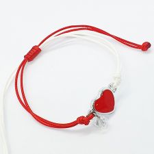 МАРТЕНИЦА Гривна с червен конец за Късмет, RED HEART SWAROVSKI® BICONE, Lite Opal, Бял, Код PR B658