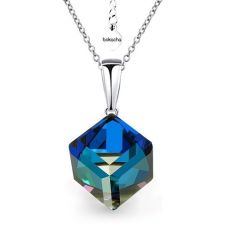 Бижута с кристали Swarovski® CUBE Bermuda Blue BBL, Син цвят, Колие 8мм и Обеци 6мм,  Код PR S420