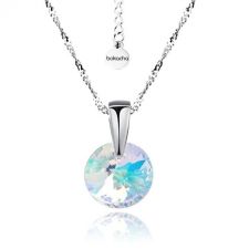 Колие с кристали Swarovski® RIVOLI 8мм Crystal Aurore Boreale** AB, Бял, Код PR N370A