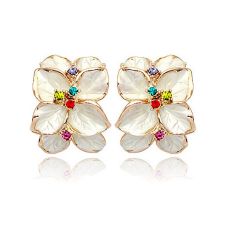 Обеци ПРОЛЕТЕН ЦВЯТ с кристали Swarovski® и перлен емайл с 18К Розово Злато, Zerga Brand ZG E020