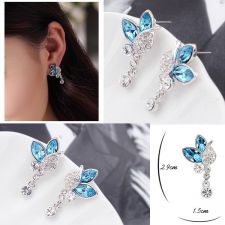 Изящни Бижута ФЕА, Колие и Обеци със сини Кристали Swarovski® и 18К Бяло Злато, Zerga Brand, ZG S054