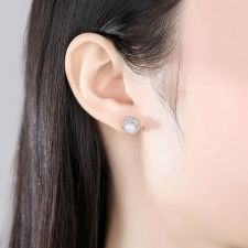 Стилни Обеци МАРГАРЕТ с Перли и Кристален Цирконий, Zerga Brand LUX, Код ZG E068