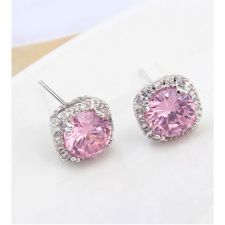 Нежни Бижута PINK MAGNET, Колие и Обеци със Сваровски Кристали и 18К Бяло Злато, Zerga Brand ZG S067 FNL