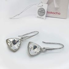 Обеци с кристали Swarovski® KALEIDOSCOPE TRIANGLE, 9мм Crystal, Бял цвят, Код PR E685