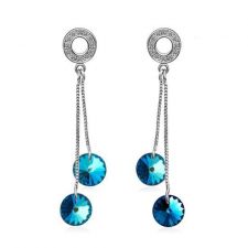 Обеци AMIKOS SWAROVSKI® RIVOLI Bermuda Blue BBL, Син, 8мм, Код PR E457