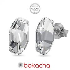 Обеци с кристали Swarovski® METEOR на винт, Crystal - Бял цвят, Код PR E653