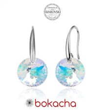 Обеци с кристали Swarovski® RIVOLI 8мм Crystal Aurore Boreale** AB, Бял, Код PR E099