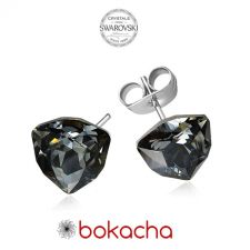 Обеци на винт SWAROVSKI® TRILLIANT 7мм  Silver Night** AB - Черен, Код PR E450