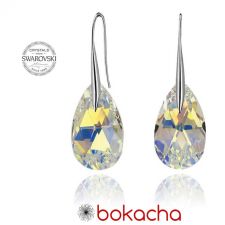 Обеци с кристали Swarovski® BIG PEAR DROP 22мм Crystal AB, Бял, Код PR E111