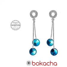 Обеци AMIKOS SWAROVSKI® RIVOLI Bermuda Blue BBL, Син, 8мм, Код PR E457