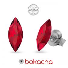 Обеци на винт с кристали Swarovski® MARQUISE 8мм, Light Siam АВ - Червен, Неръждаема Стомана, Код PR E682