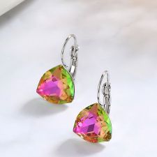 Прекрасни Обеци TRILLIANT с Английско Закопчаване 12мм, Crystals from SWAROVSKI®, Vitrail Medium** VM, Зелен Цвят, GLORY, Код ZD E038