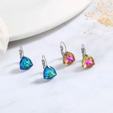 Прекрасни Обеци TRILLIANT с Английско Закопчаване 12мм, Crystals from SWAROVSKI®, Vitrail Medium** VM, Зелен Цвят, GLORY, Код ZD E038