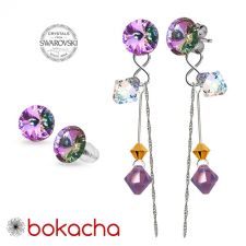 Обеци CANDY RIVOLI с кристали Swarovski® Multi/ Vitrail Light** VL- Лилаво-зелен, Неръждаема Стомана, Код PR E023A-L