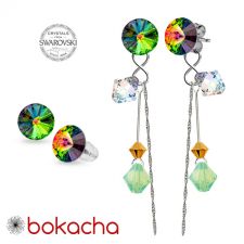 Обеци CANDY RIVOLI с кристали Swarovski®, Multi/ Vitrail Medium** VM, Зелен, Неръждаема Стомана, Код PR E024A-L