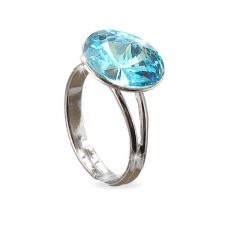 Пръстен с кристали Swarovski® RIVOLI Aquamarine AB - Светло син, Код PR R020A