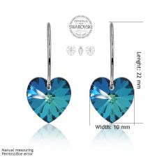 Бижута с кристали Swarovski® HEART Bermuda Blue BBL, Син, Колие,обеци и гривна (14, 10, 10 мм),  Код PR S002A