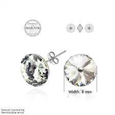 Обеци на винт SWAROVSKI® RIVOLI 6мм Crystal, Бял, Код ZG PR E021A