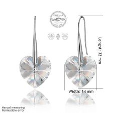 Обеци с кристали Swarovski® BIG HEART Crystal AB 14 мм, Бял, Код PR E031B