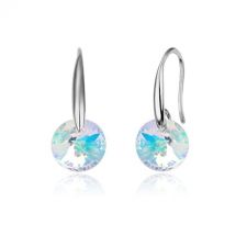 Обеци с кристали Swarovski® RIVOLI 8мм Crystal Aurore Boreale** AB, Бял, Код PR E370A