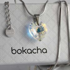 Колие с кристали Swarovski® HEART Crystal AB 14 мм, Бял цвят, Код PR N001 