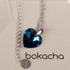 Колие с кристали Swarovski® HEART Bermuda Blue BBL 14 мм, Син цвят, Код PR N002B 