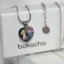 Колие с кристали Swarovski® HEART Vitrail Light** VL 14 мм, Лилаво-зелен цвят, Код PR N003 