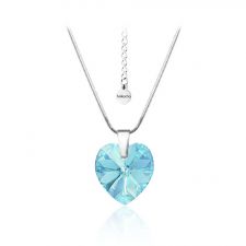 Колие SWAROVSKI® HEART 14мм, Aquamarine AB - Светло син, Код PR N010