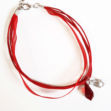 Гривна МАРТЕНИЦА SWAROVSKI® TEAR CRYSTAL & SIAM, бял и червен цвят, Код PR B436C