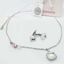 Комплект бижута BLINK с кристали SWAROVSKI® FANTASY CUSHION, Crystal, Бял, Колие и Обеци с английско закопчаване, Код PR S700
