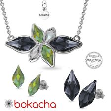 Бижута FAME с кристали Swarovski® FLAME Multi / Iridescent Green, Зелен цвят, Колие и 2бр Обеци, Код PR S661