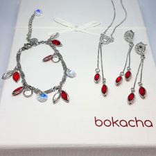 Бижута AMIKOS със SWAROVSKI® MARQUISE 10мм, Light Siam АВ - Червен, Колие, обеци и гривна,  Код PR S638-3