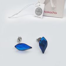 Обеци на винт с кристали Swarovski® FLAME 14 мм Bermuda Blue BBL - Син цвят, Код PR E688