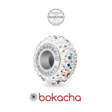 Талисман ЩАСТИЕ, Swarovski® PAVE BEADS, Crystal Aurore Boreale** AB- Бял, Неръждаема Стомана, Код PR V121
