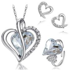 Колие, обеци и пръстен WHITE HEART IN LOVE, Бижута SWAROVSKI® Crystals, GLORY Код ZD S060-W-3 FNO
