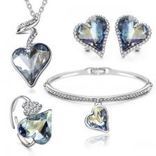 Колие, обеци, гривна и пръстен HEART IN LOVE, Бижута GLORY SWAROVSKI® Crystals, Код ZD S019-4